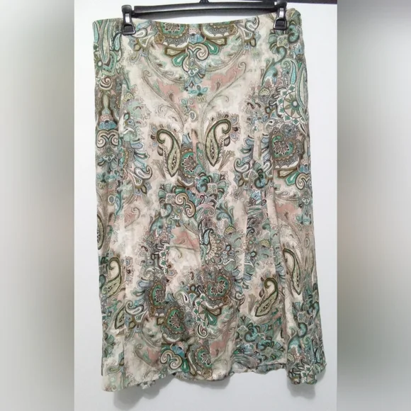 Requirements Paisley A-Line Skirt in Teal, Blush & Cream - Size 16 - Picture 2 of 6
